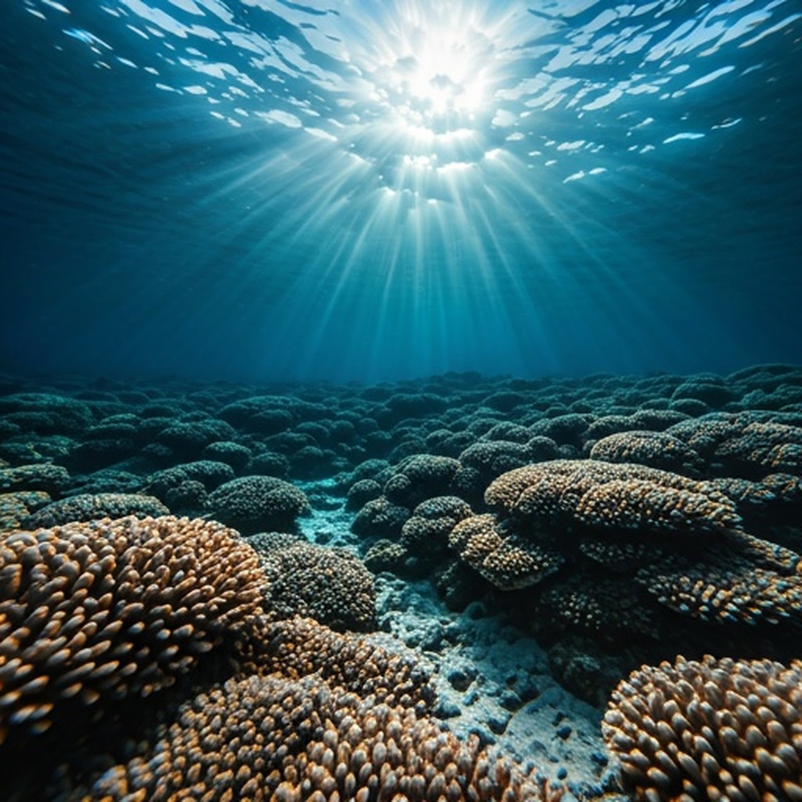 Deep blue underwater scene